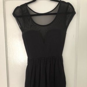 Mesh cutout mini dress with pockets